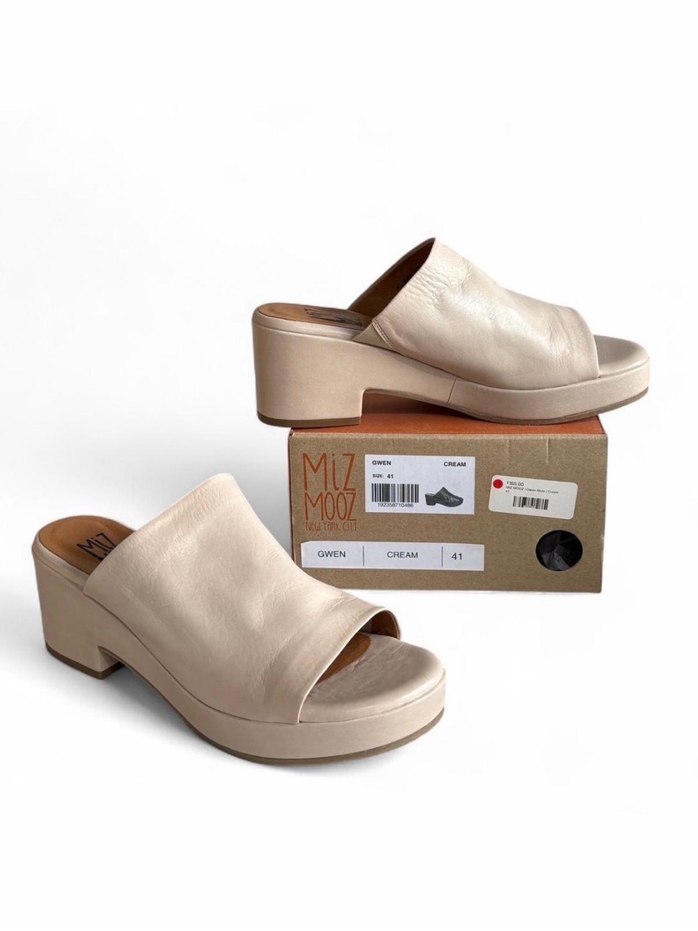 Miz Mooz Gwen Cream Leather Slide Mule
